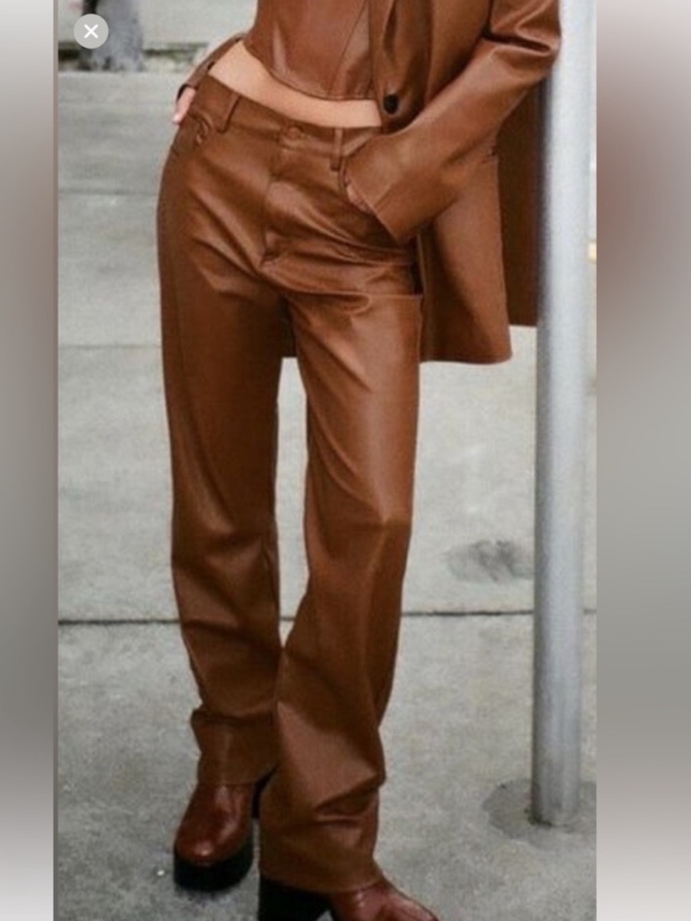 Zara Brown Faux Leather Pants